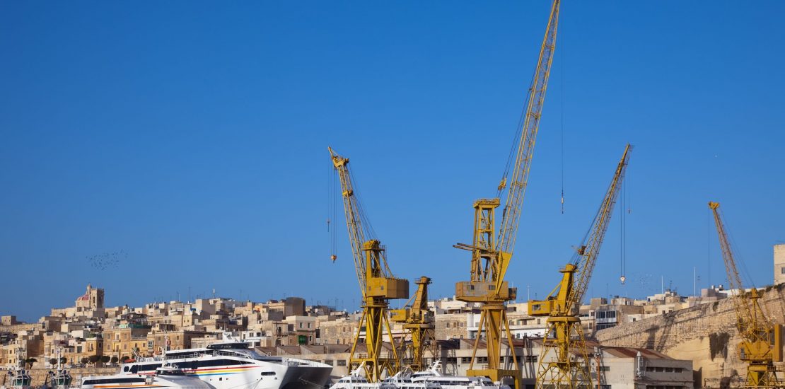 Ships in drydock at Grand harbour (Valletta, Malta)